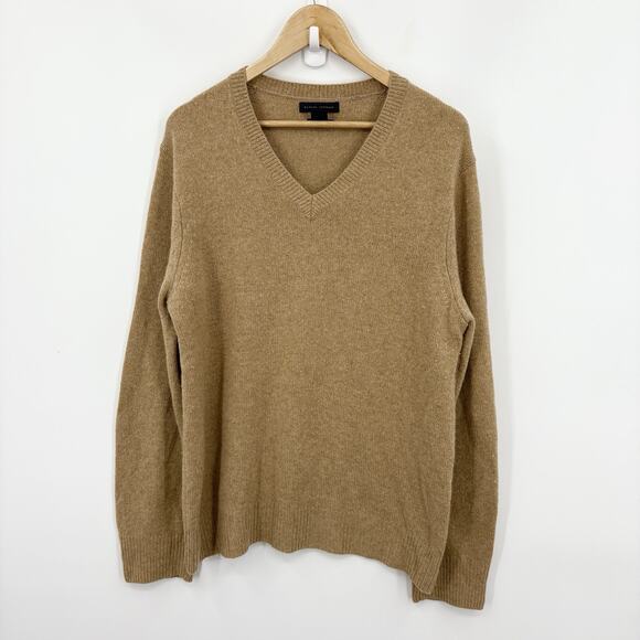 Banana Republic Cashmere Sweater Men Large Minimalist Camel Luxury Old Money - Picture 1 of 6